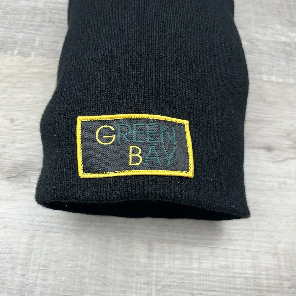 Jovan Jane Green Bay Packers Hat Beanie Adult Black Green Gold‎ Pom New Tags $44